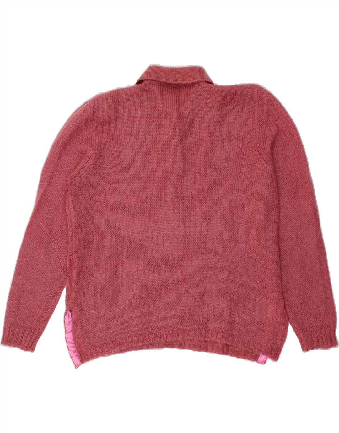 ORIS Womens Polo Neck Jumper Sweater IT 50 XL Pink Argyle/Diamond Vintage Oris and Second-Hand Oris from Messina Hembry 