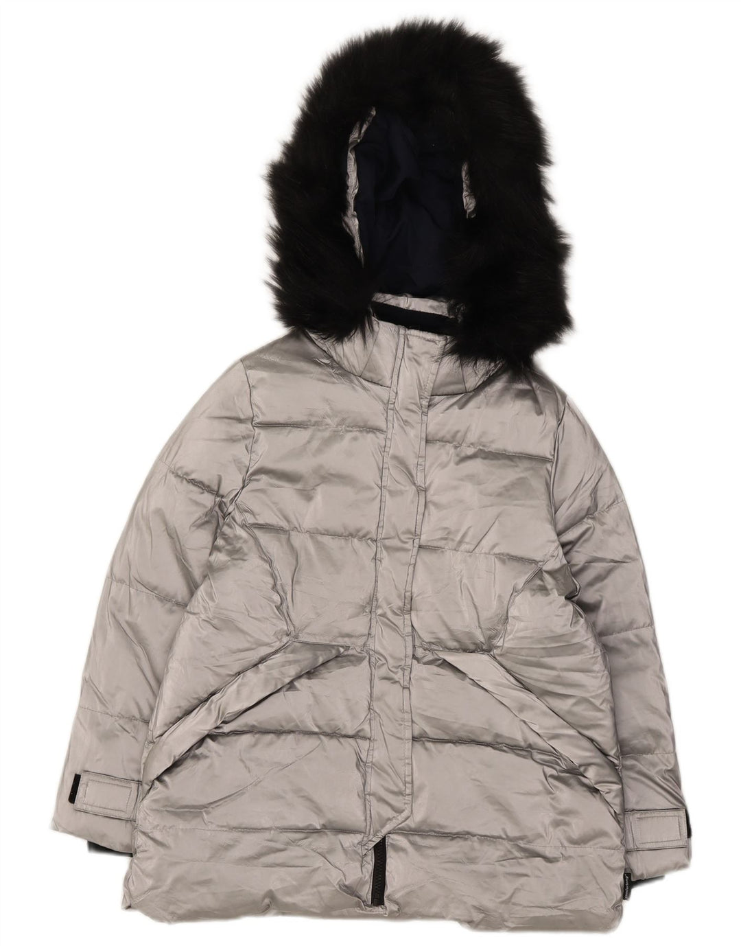 Zara Pige Polstret Hættejakke 11-12 År Sølv Polyester