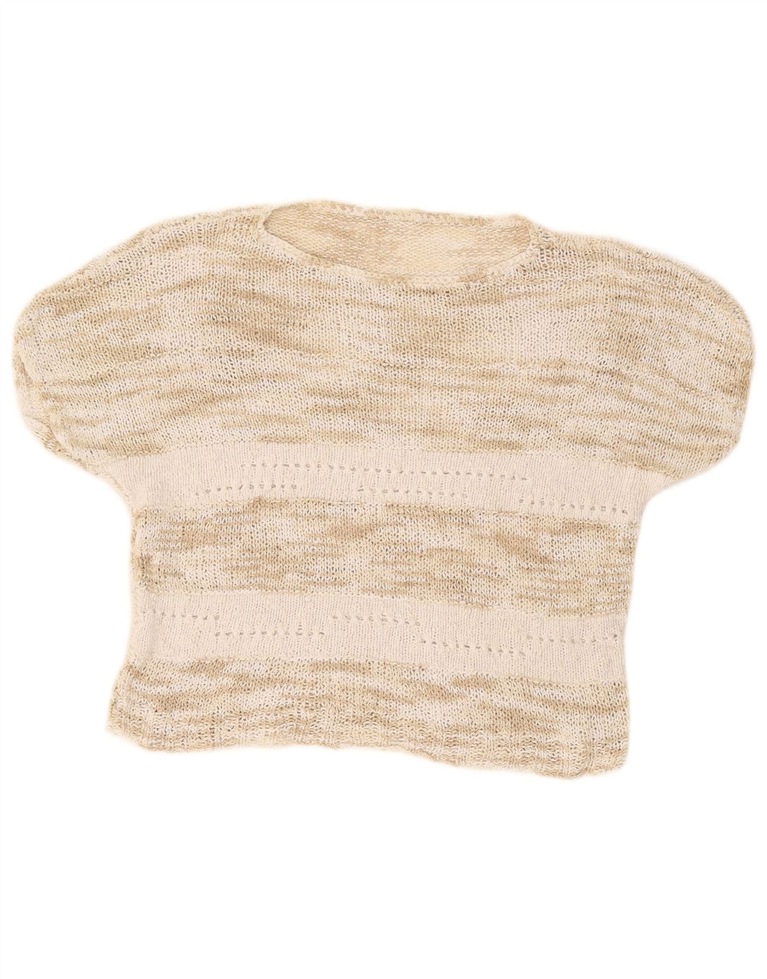 VINTAGE Womens Oversized Boat Neck Jumper Sweater UK 10 Small Beige