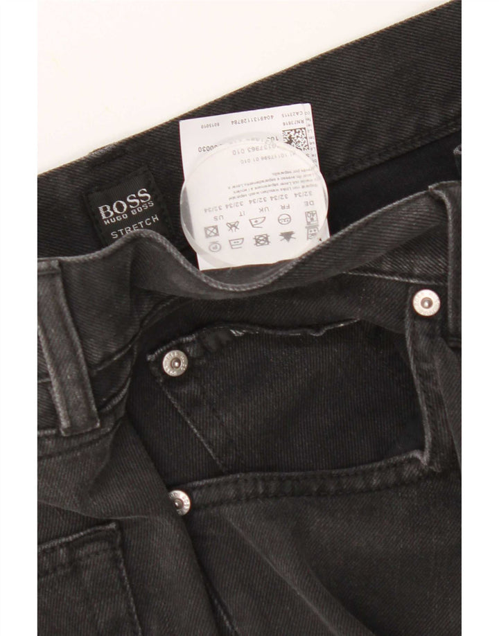 Hugo Boss Straight Jeans til mænd W32 L34 Sort bomuld