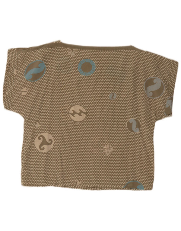 Vintage Dame T-Shirt Top UK 12 Medium Green Spotted