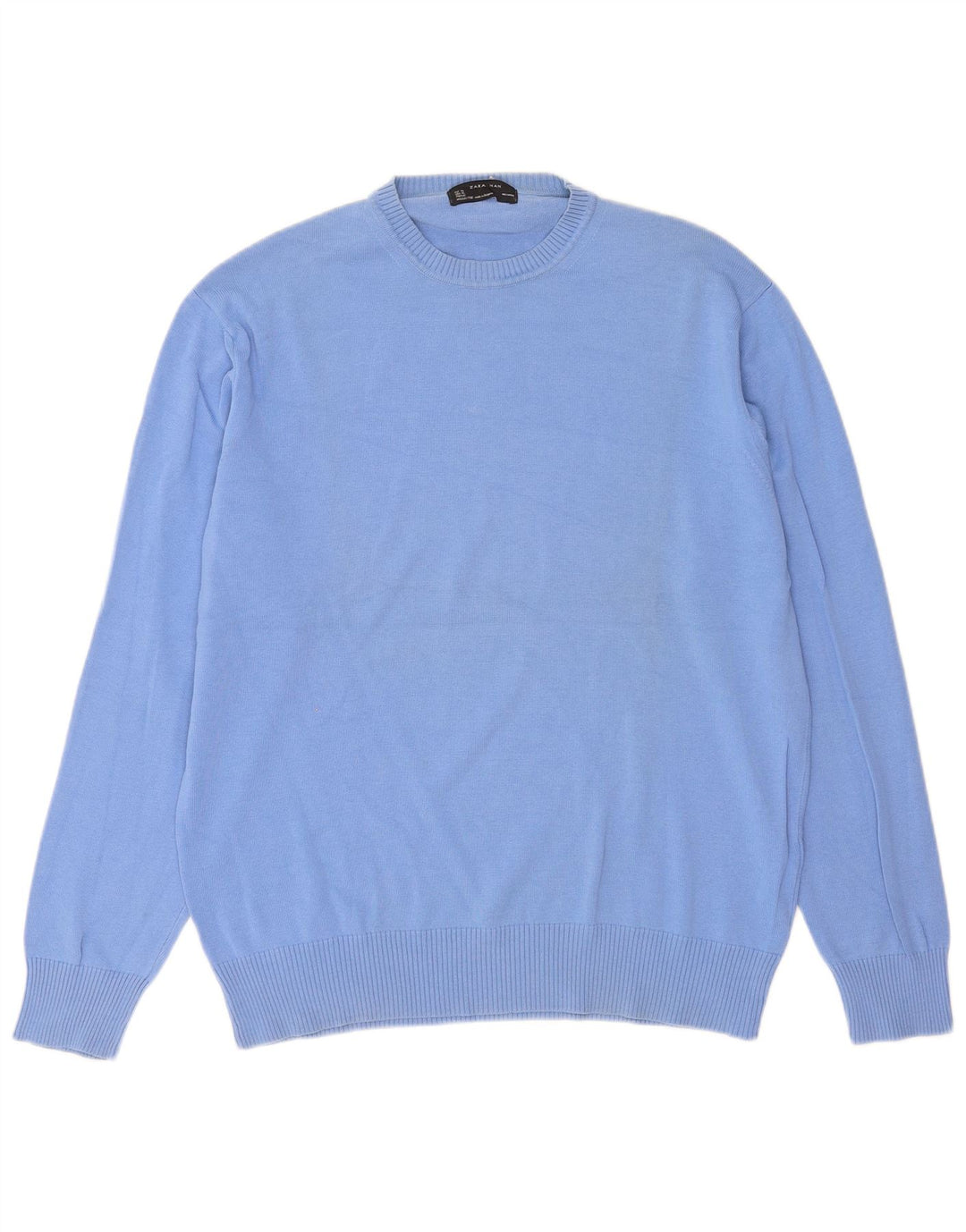 Zara Herre sweater med rund hals XL blå bomuld
