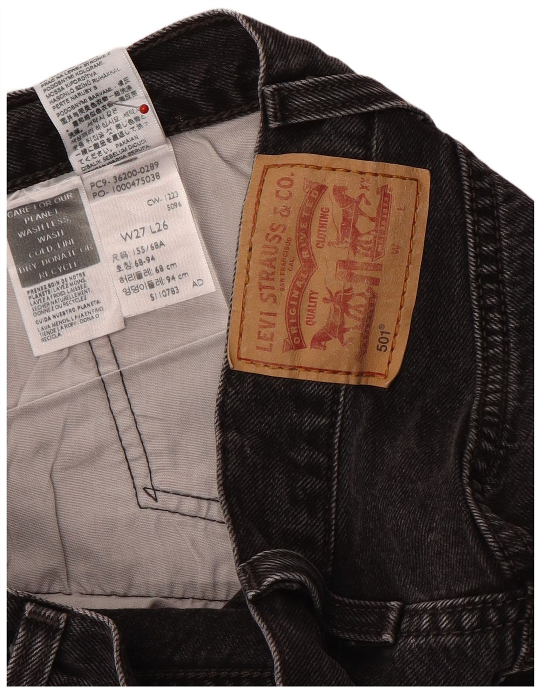 Levi's Dame 501 Straight Jeans W27 L26 Sort Bomuld