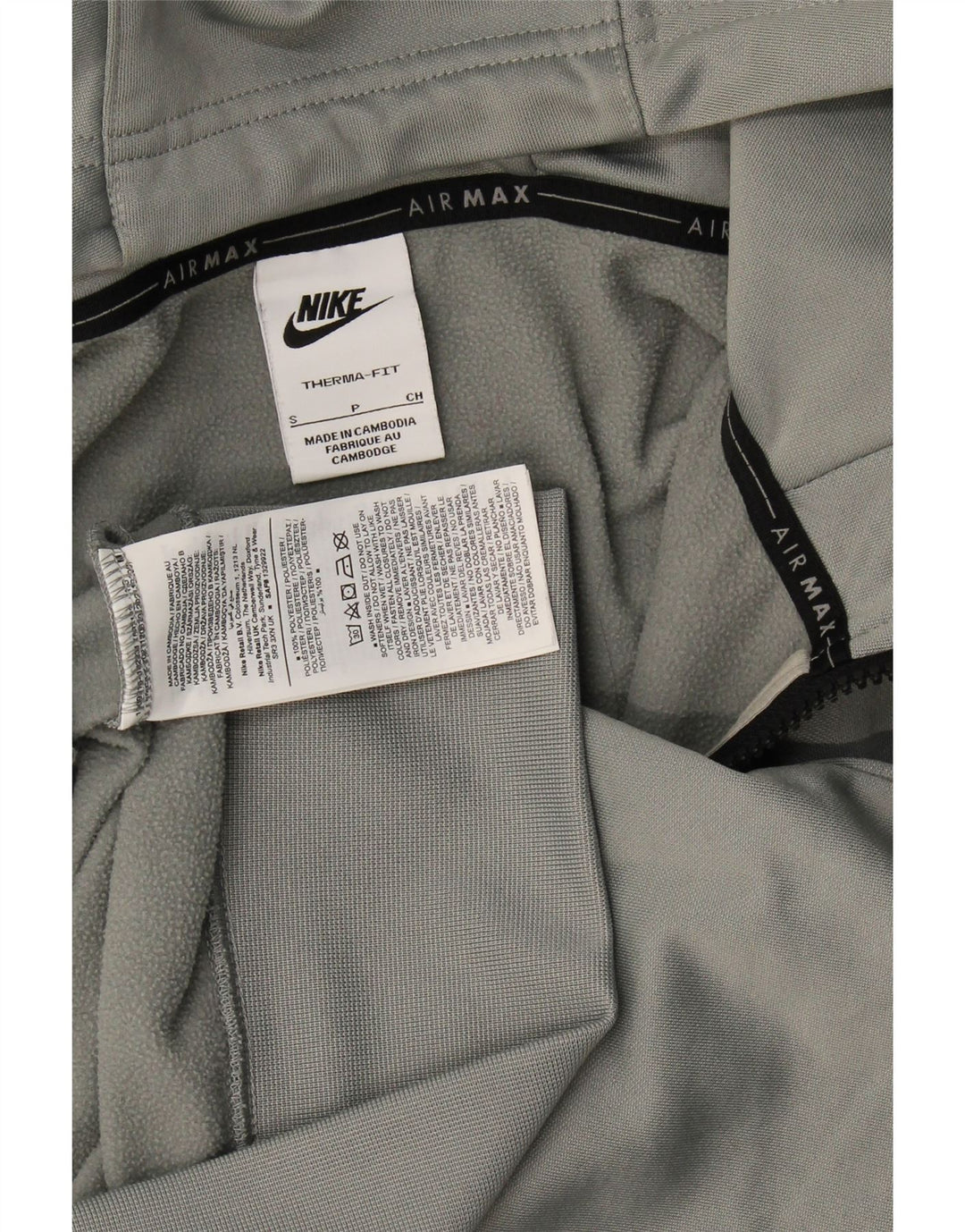 Nike Herre grafisk hættetrøje med lynlås, lille grå polyester