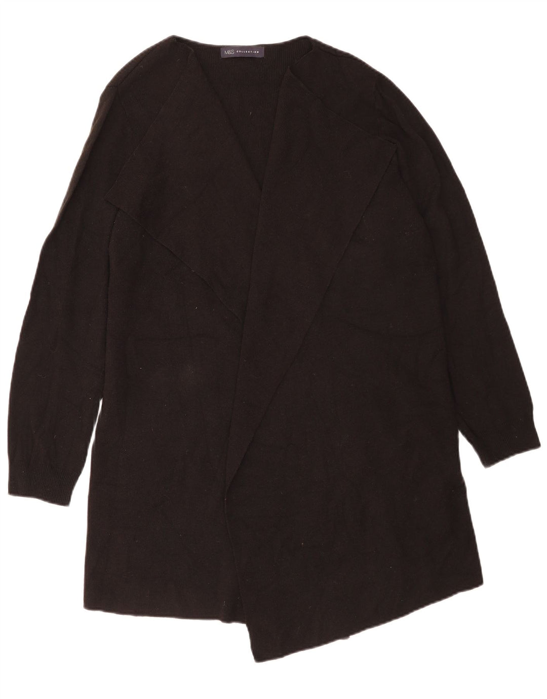 Marks & Spencer Womens Open Cardigan Sweater UK 16 Large Black Acryl