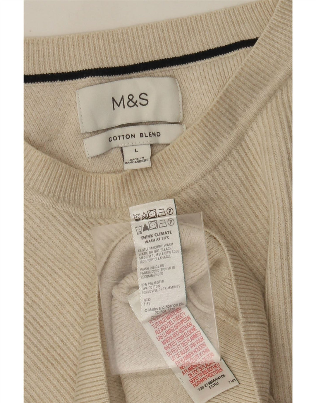 Marks & Spencer Herre sweater med rund hals, stor beige polyester