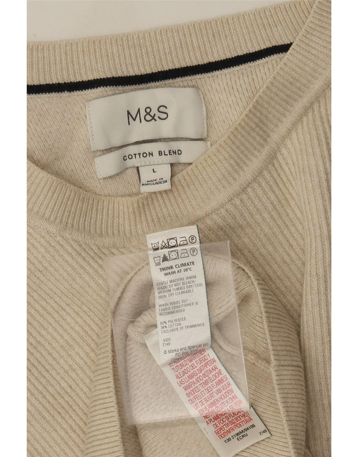 Marks & Spencer Herre sweater med rund hals, stor beige polyester
