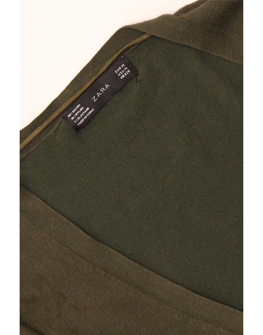 Zara Dame Longline Cardigan Sweater UK 12 Medium Khaki Rayon