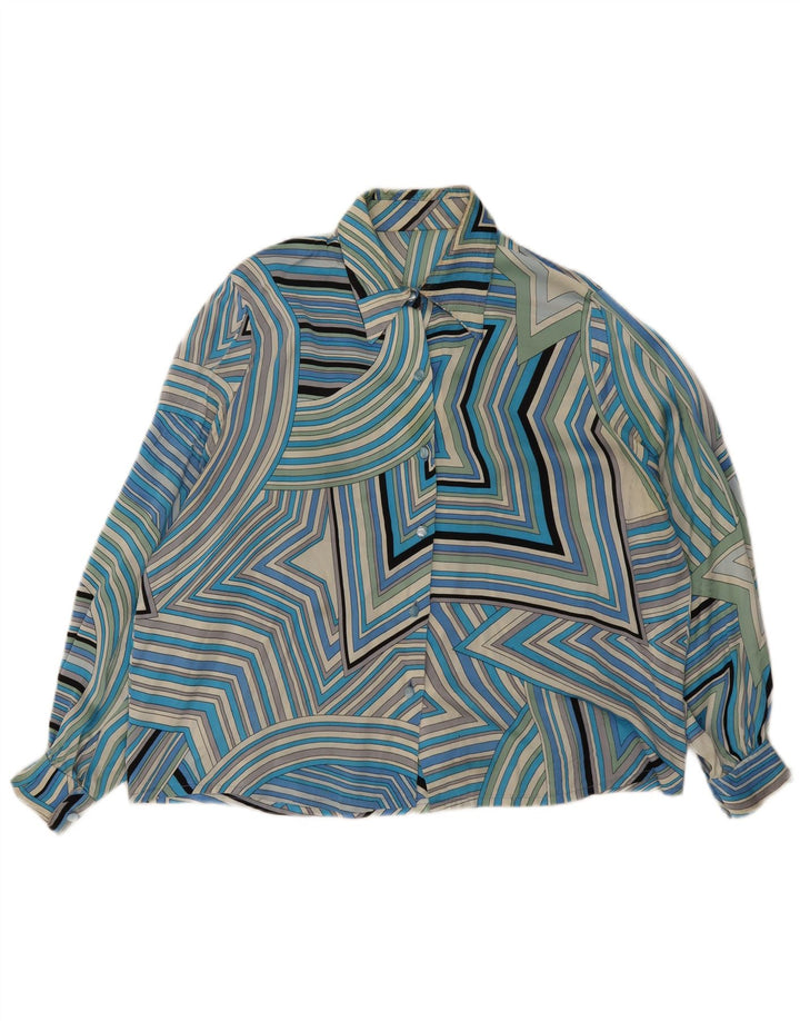 Vintage dameskjorte UK 20 2XL Blå Geometrisk