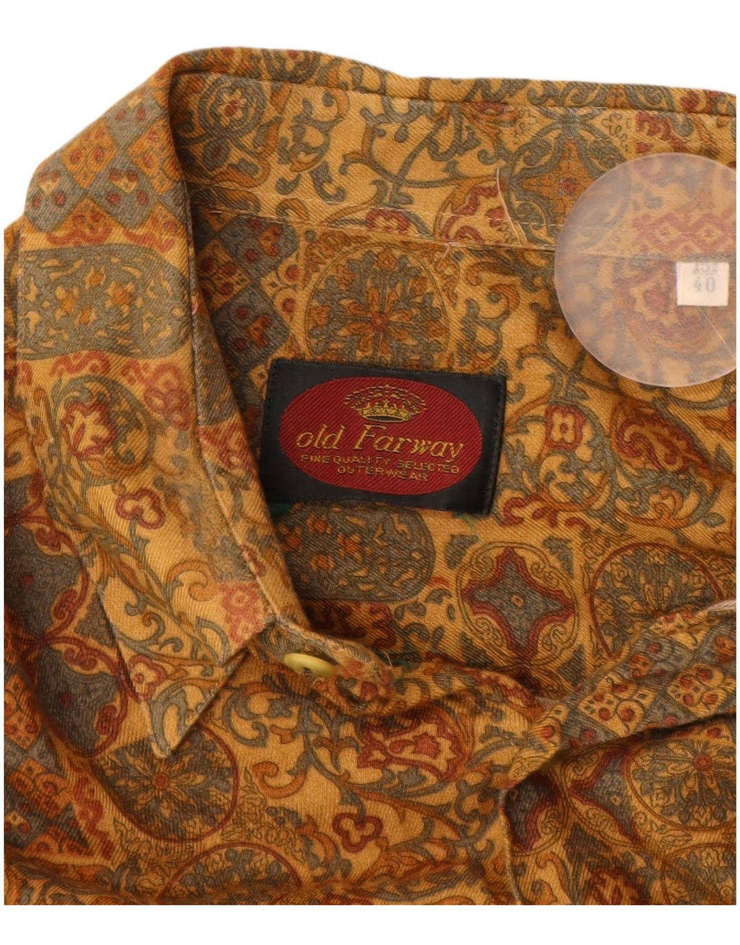 OLD FARWAY Herreskjorte str. 40 15 1/2 Medium Yellow Paisley Viscose