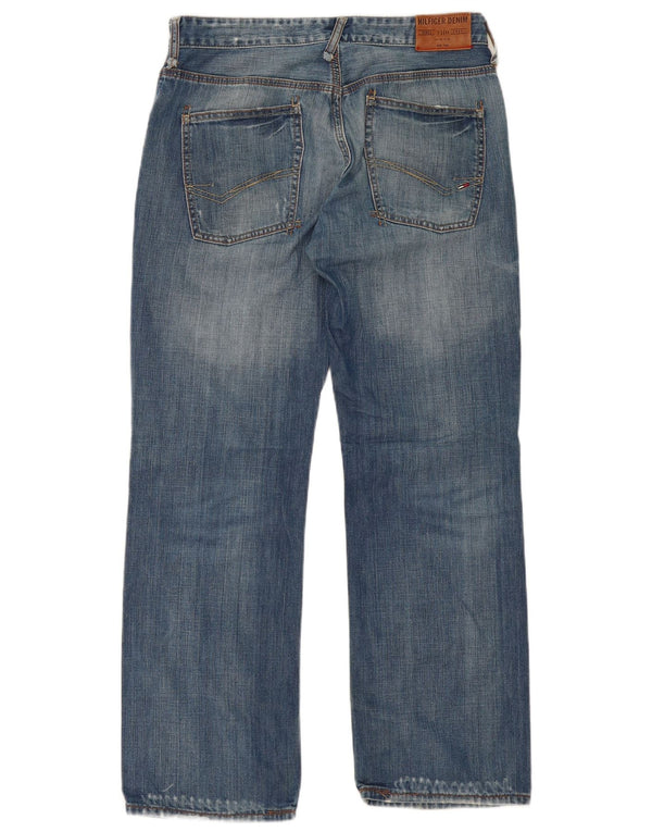 TOMMY HILFIGER Distressed straight jeans til mænd W32 L32 blå bomuld