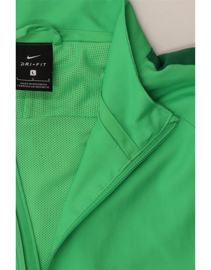 NIKE Mens Dri Fit Tracksuit Top Jacket Large Green Colourblock Polyester Vintage Nike and Second-Hand Nike from Messina Hembry 