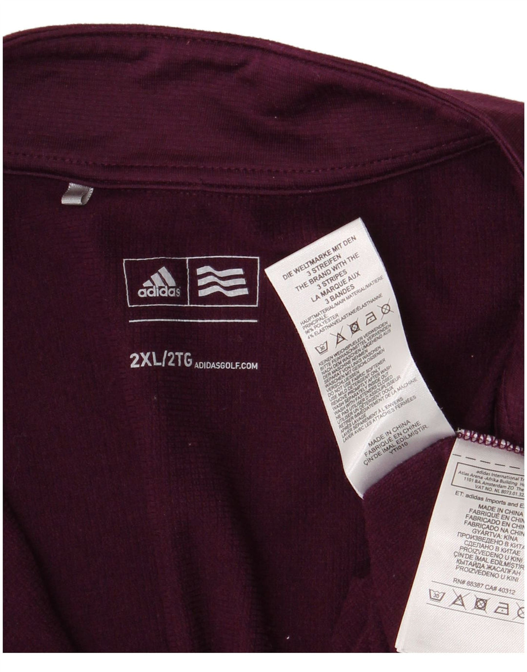 Adidas Herre Zip Neck Pullover Træningsdragt Top 2XL Lilla Polyester
