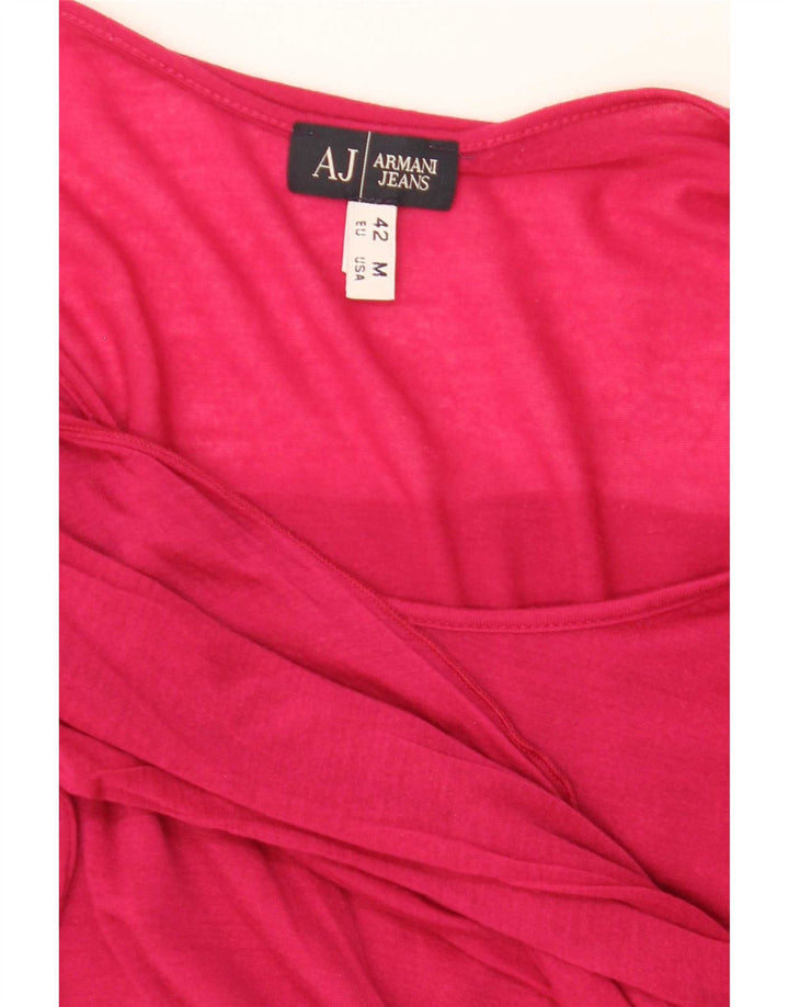 Armani Jeans Dame Langærmet Bluse Top UK 12 Medium Red