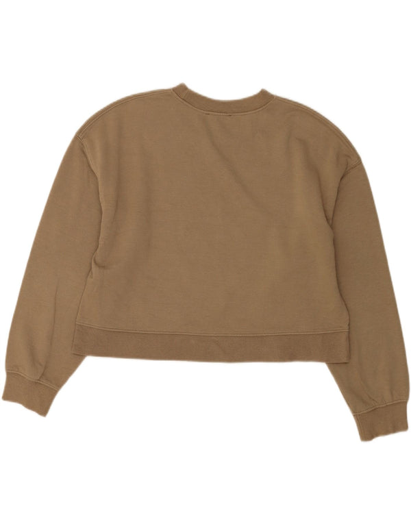 Zara Womens Crop Sweatshirt Jumper UK 14 Medium Beige Bomuld