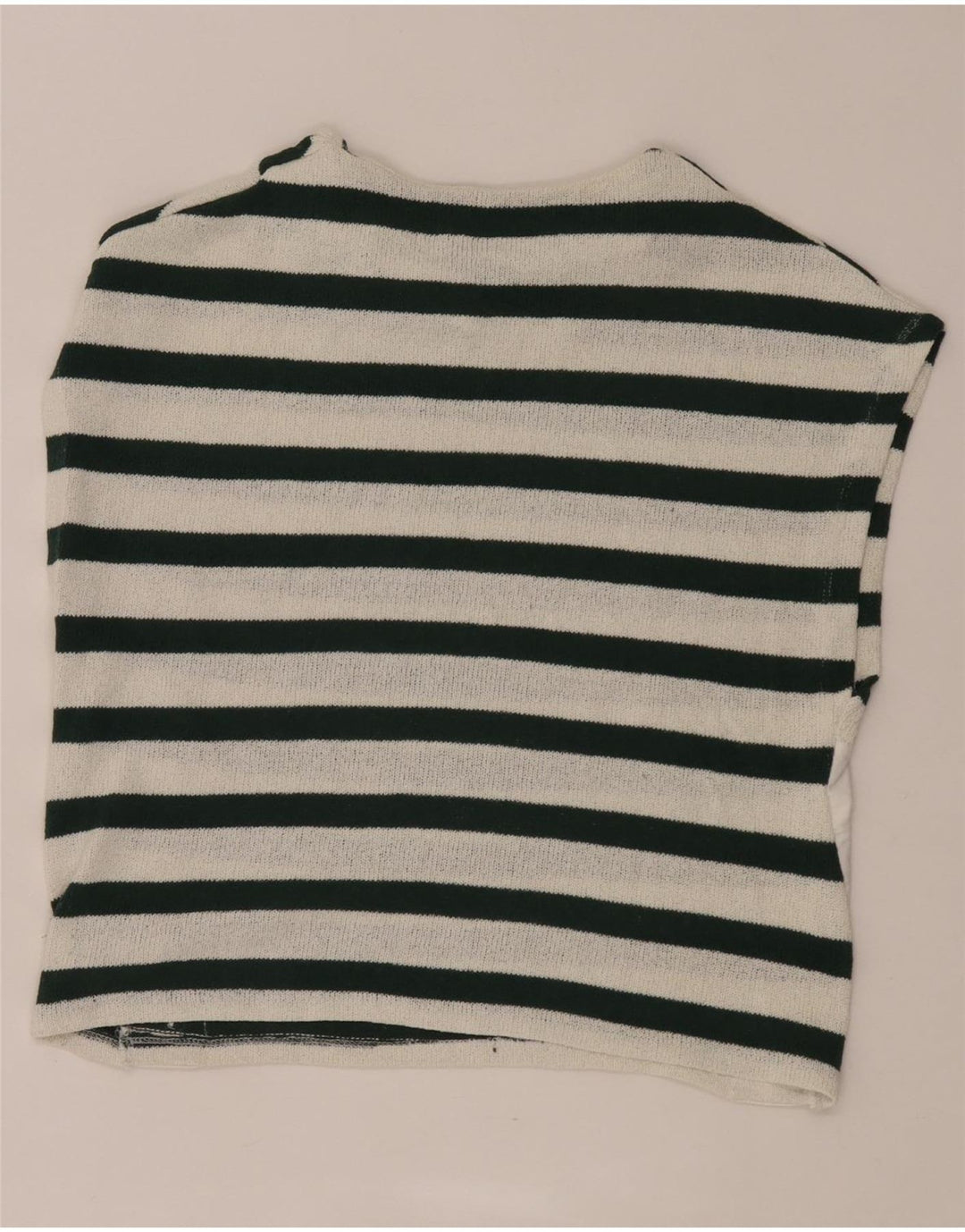 Zara Dame T-Shirt Top UK 14 Medium Hvid Stribet