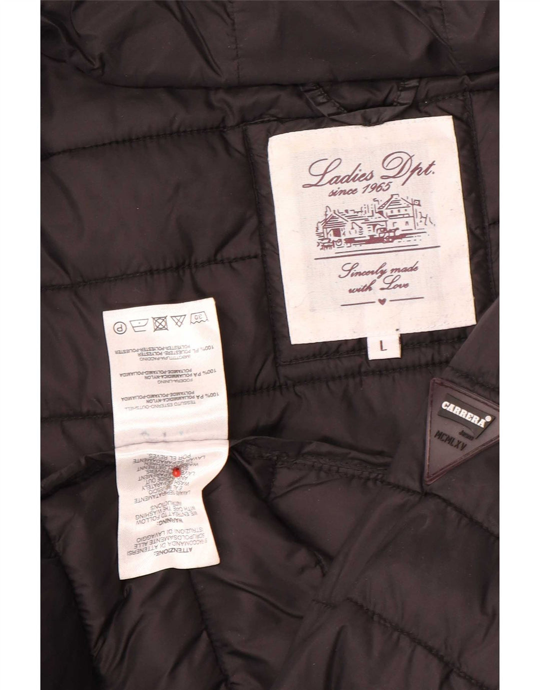 Carrera Dame Hætte Polstret Jakke UK 16 Stor Sort Nylon