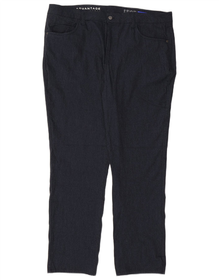 IZOD Mens Straight Casual Trousers W40 L30 Navy Blue Rayon Vintage Izod and Second-Hand Izod from Messina Hembry 