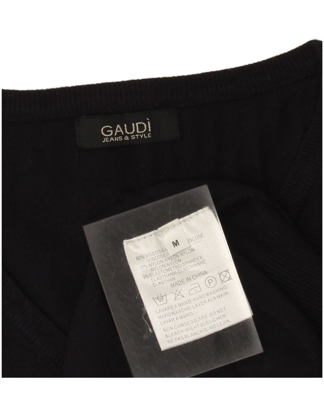Gaudi Dame V-hals sweater UK 14 Medium Navy Blue Viscose