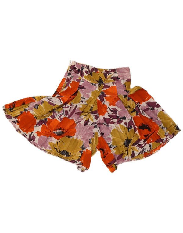 Vintage kvinders højtaljede brede benshorts XS W25 Flerfarvet blomster