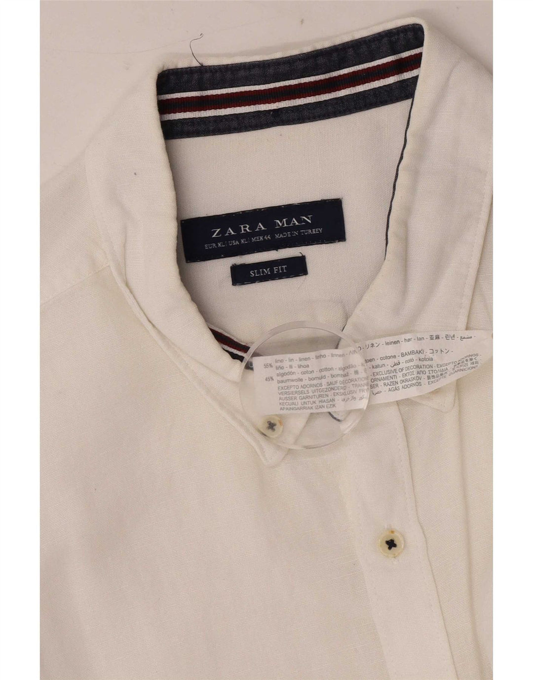Zara Herre Slim Fit skjorte XL Hvid hør