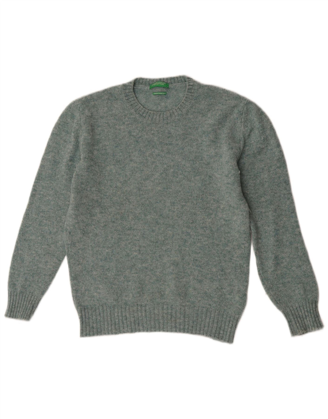 Benetton Dame sweater med rund hals DK 14 Medium Grøn uld