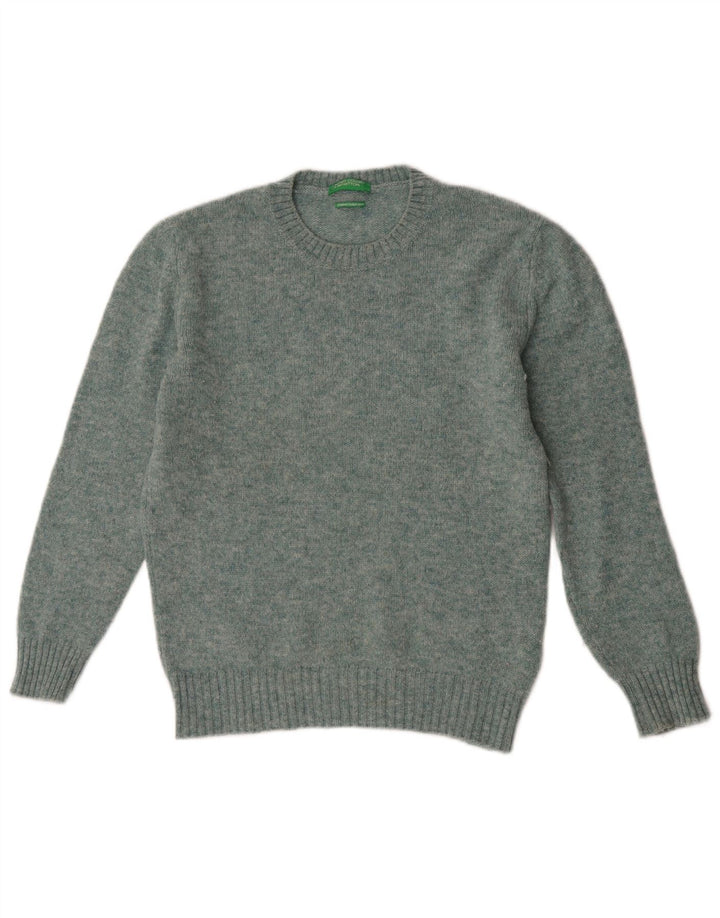 Benetton Dame sweater med rund hals DK 14 Medium Grøn uld