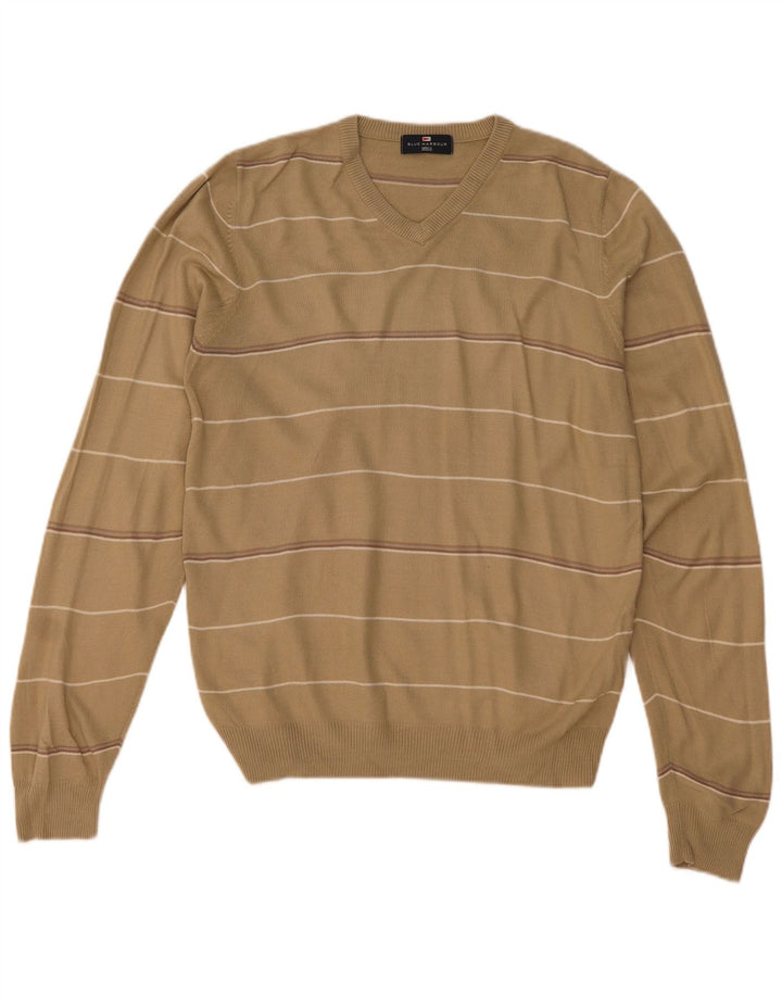 Marks & Spencer Herre Blue Harbor V-hals sweater lille beige stribet