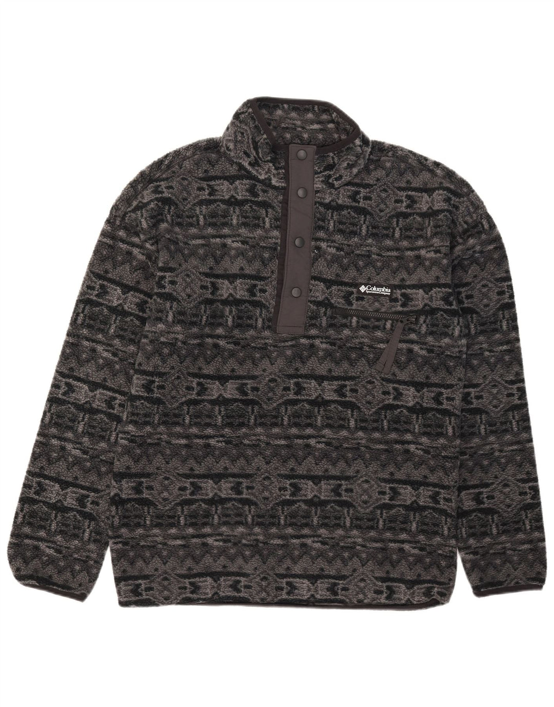 Columbia Herre Button Neck Fleece Jumper Medium Grey Geometrisk Polyester