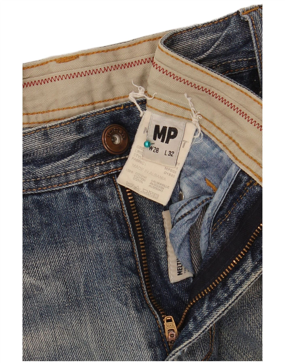 Meltin' Pot Herre Distressed Slim Jeans W28 L32 Blå Bomuld