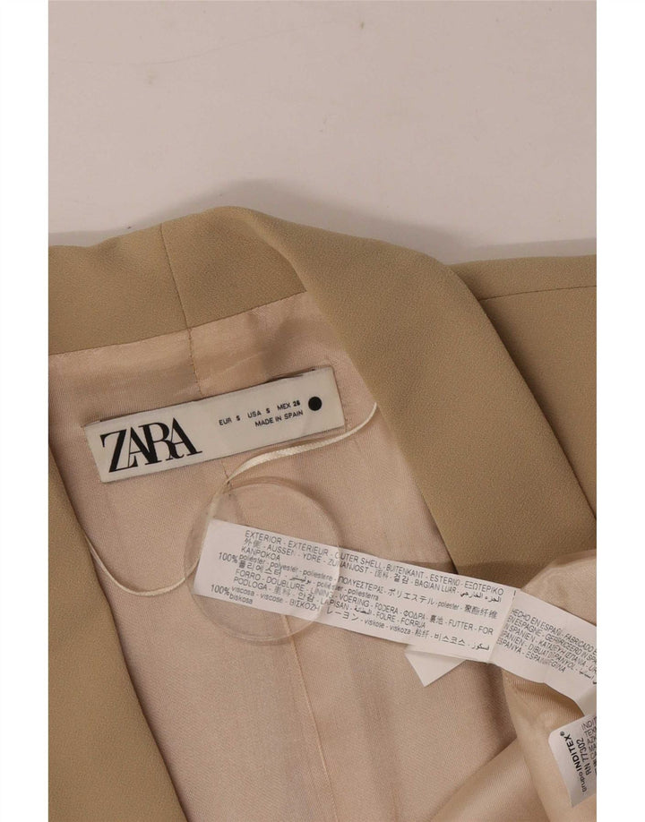 Zara Dame Oversized 3/4 ærmet åben blazerjakke UK 10 Small Beige