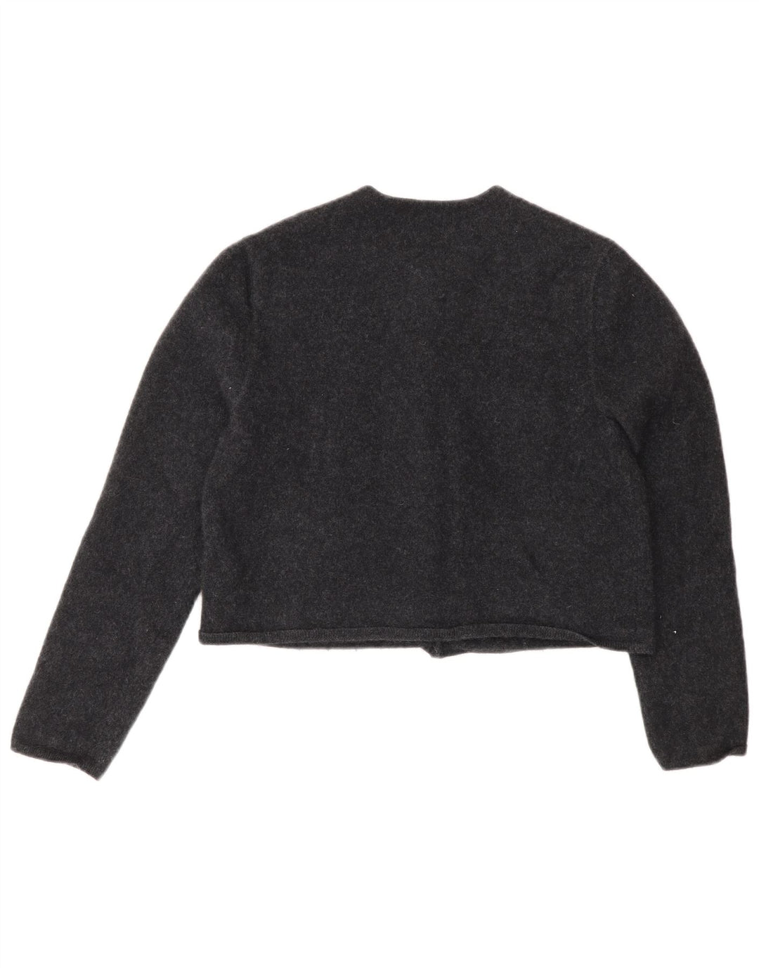 Massimo Dutti Dame Crop Cardigan Sweater UK 12 Medium Grey Uld