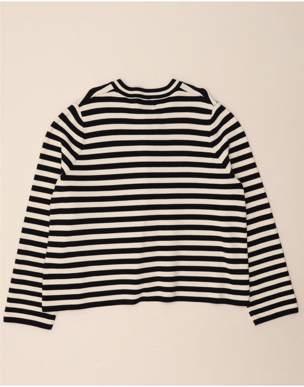 Joules Womens Crop Cardigan Sweater UK 18 XL Navyblå stribet bomuld