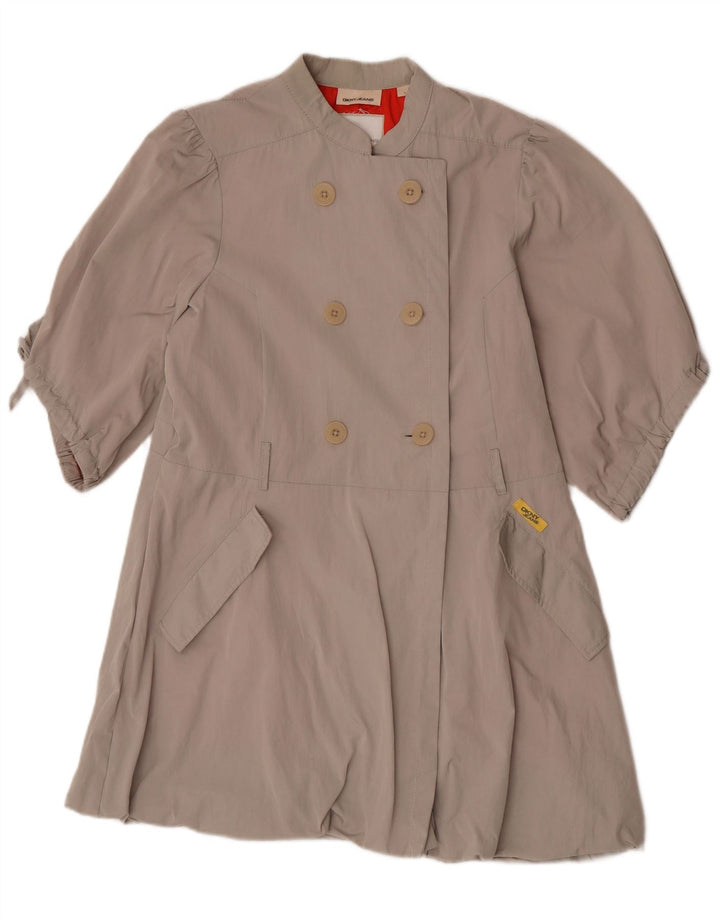 Dkny Dame 3/4 ærmet dobbeltradet frakke UK 16 Large Grå Polyester
