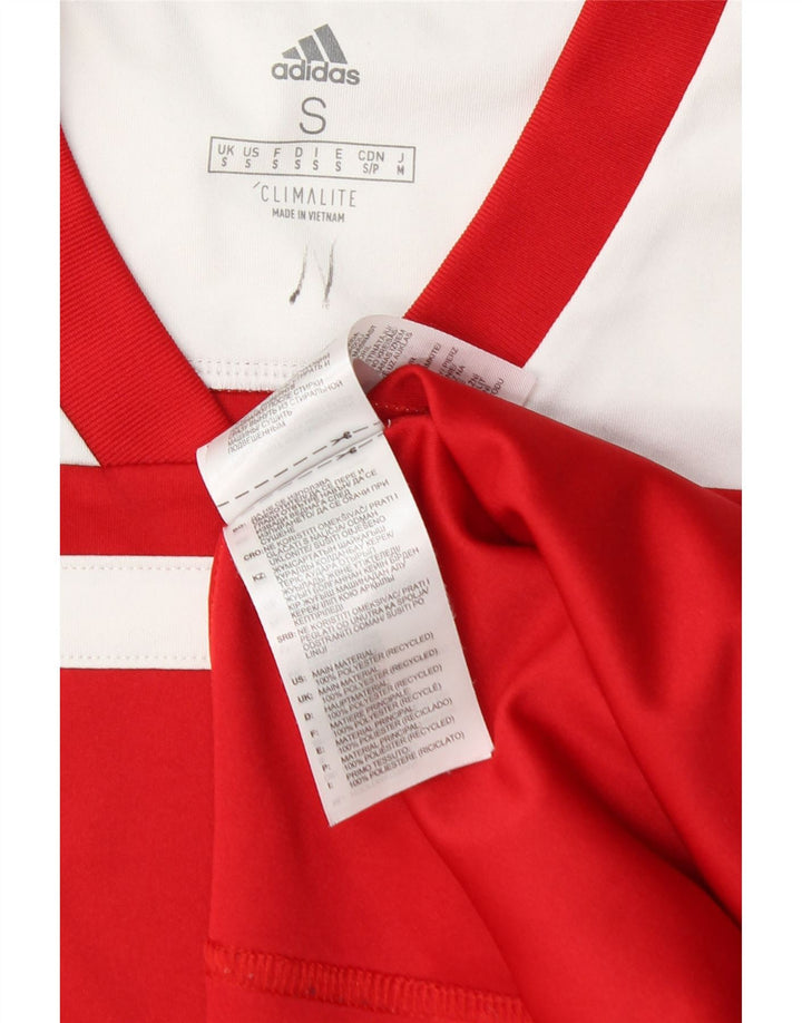Adidas Herre Climalite T-Shirt Top Lille Rød Colourblock Polyester