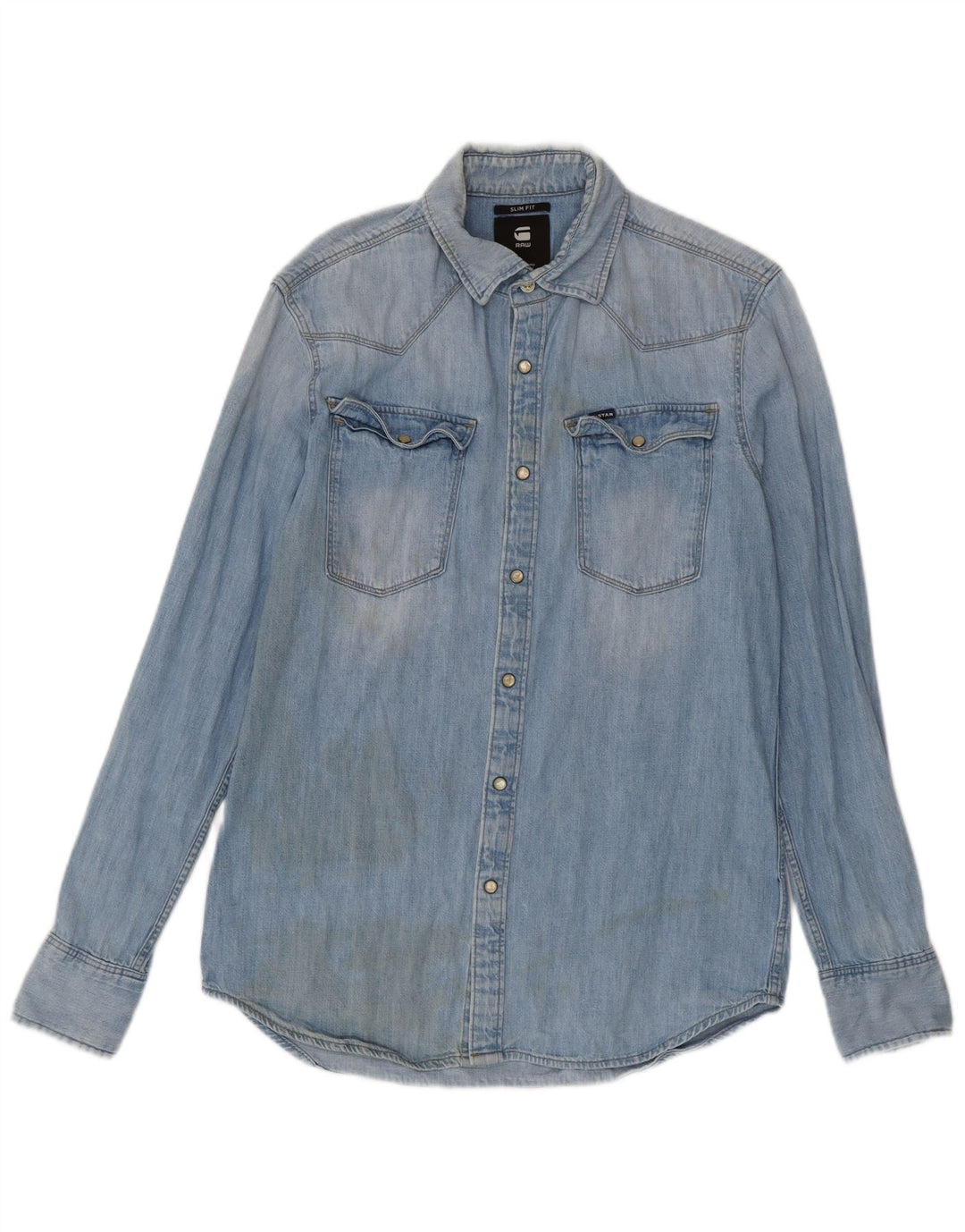 G-Star Herre Slim Fit Denim Shirt Medium Blue Bomuld