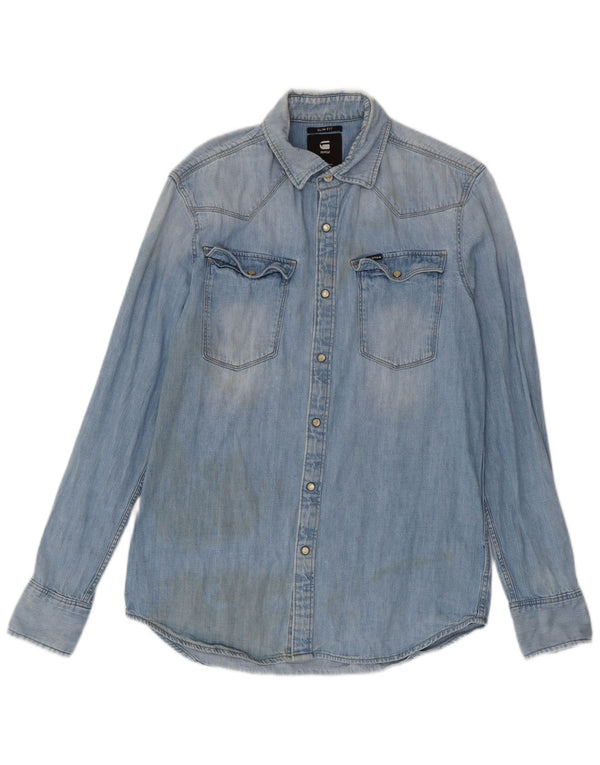 G-Star Herre Slim Fit Denim Shirt Medium Blue Bomuld