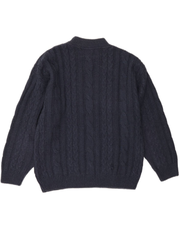 VINTAGE Dame sweater med rund hals DK 18 XL marineblå akryl