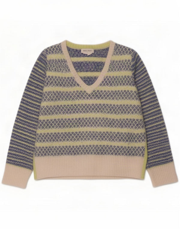 White Stuff Dame V-hals sweater UK 12 Medium Flerfarvet Stribet