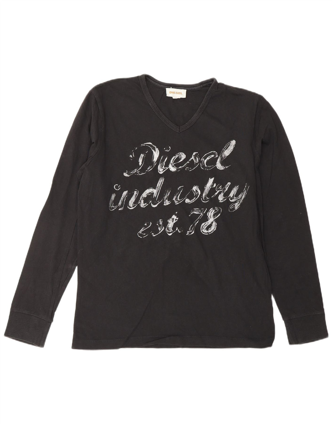 DIESEL Dame Grafisk Top Langærmet UK 16 Large Sort