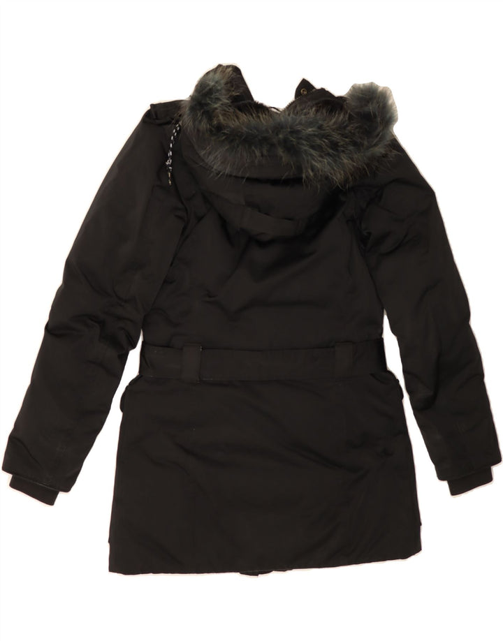 MUSEUM Womens Hooded Padded Coat UK 10 Small Black Polyester Vintage Museum and Second-Hand Museum from Messina Hembry 