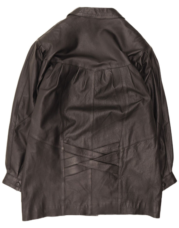 Vintage Womens Leather Coat UK 18 XL Black
