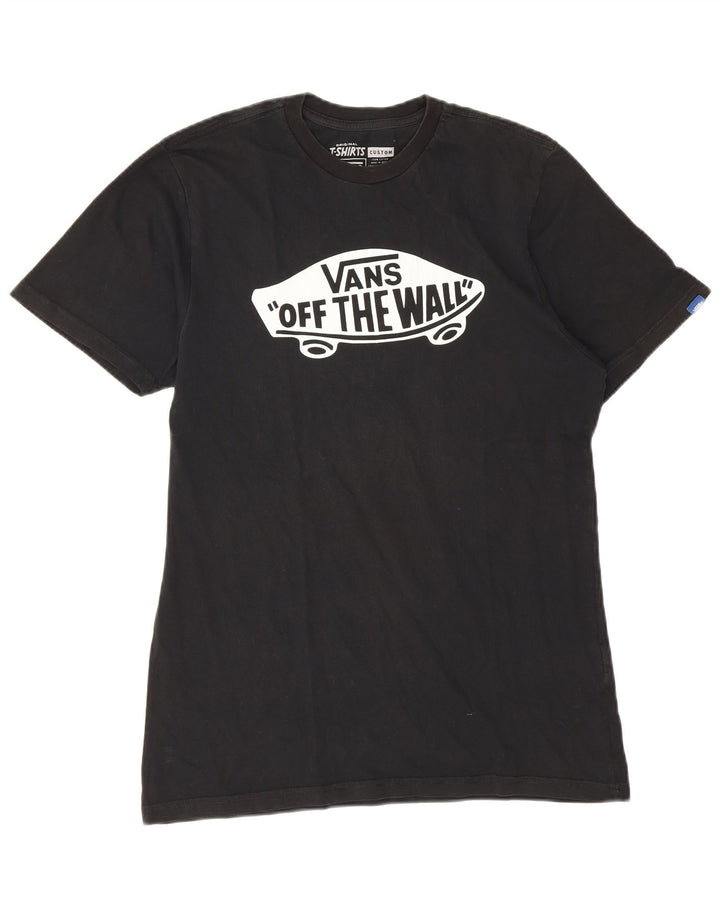 Vans Herre Custom Fit Grafisk T-Shirt Top Medium Sort Bomuld