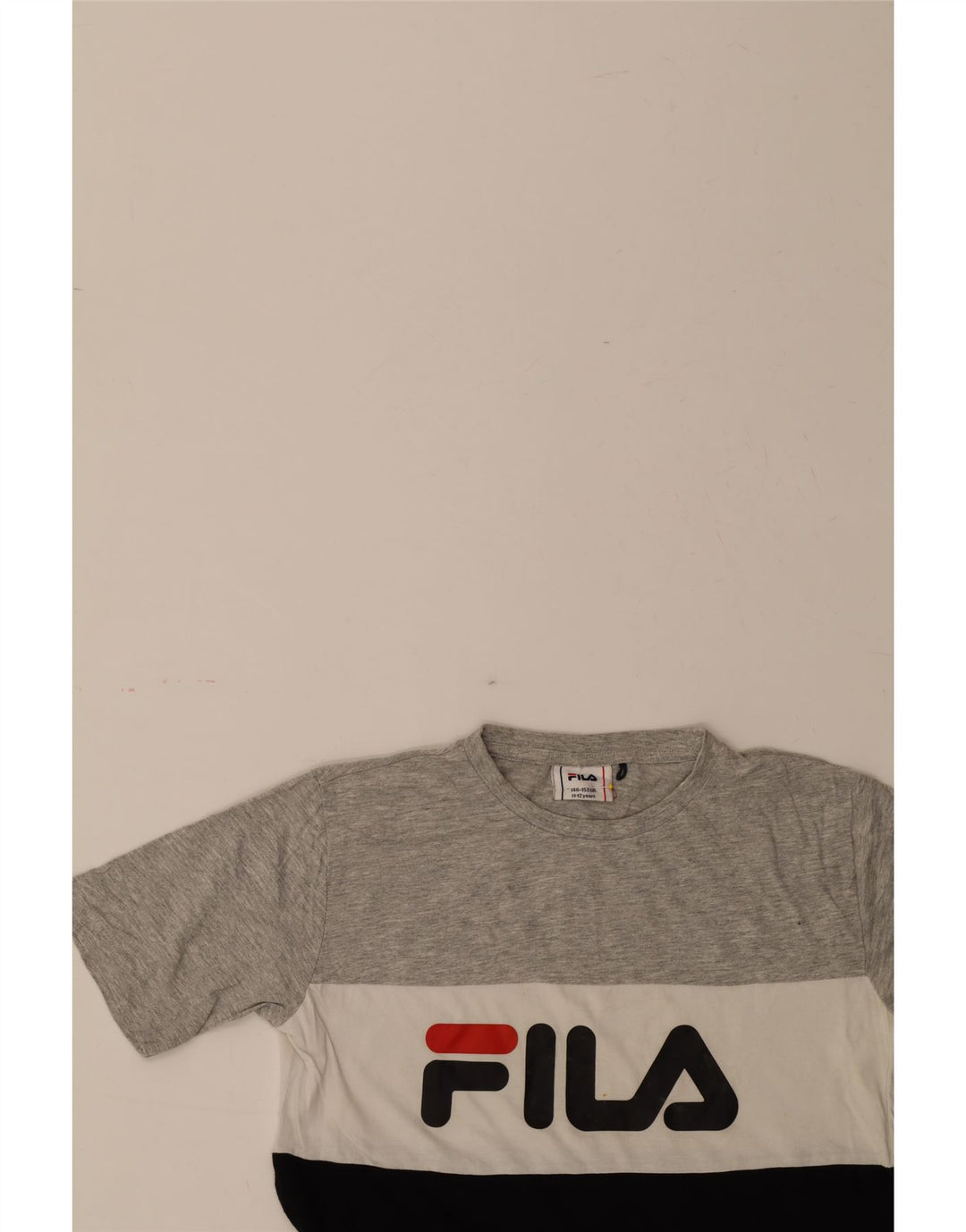FILA Boys Graphic T-Shirt Top 11-12 Years Grey Colourblock Vintage Fila and Second-Hand Fila from Messina Hembry 