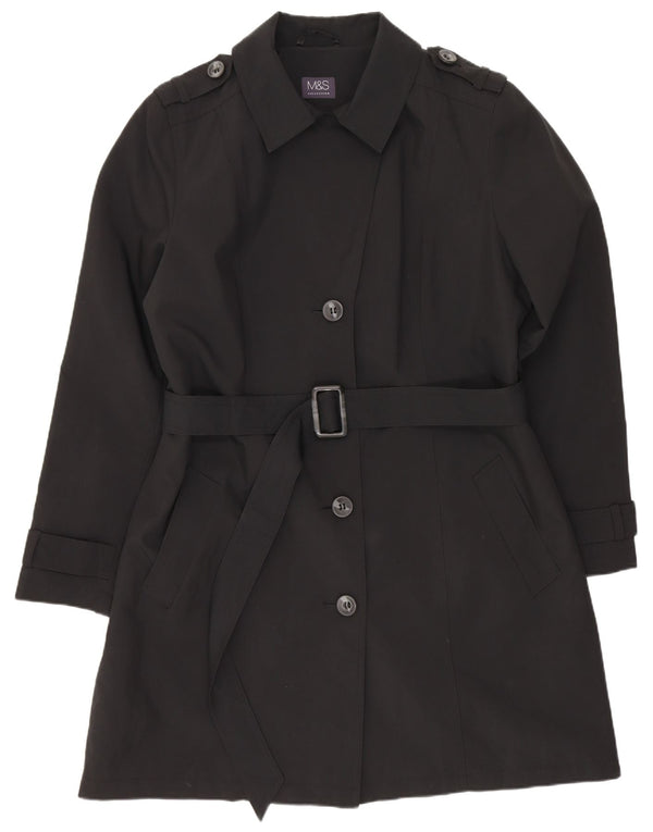 Marks & Spencer Trench Coat til kvinder UK 16 Stor sort polyester