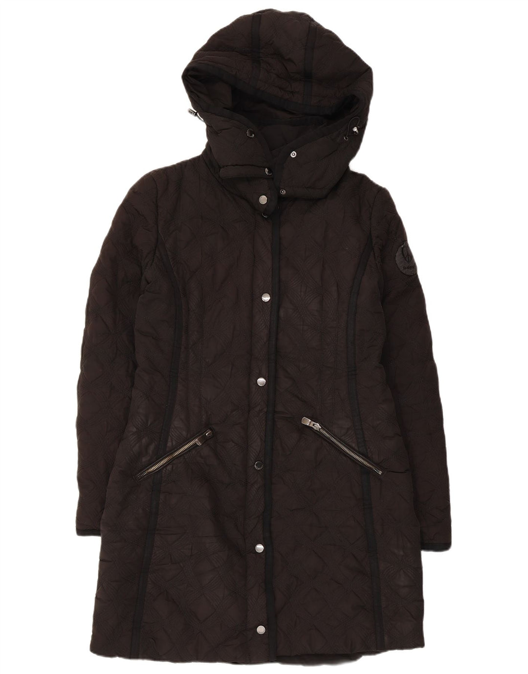 Desigual Dame Hætte quiltet, polstret frakke EU 44 XL Sort Polyester