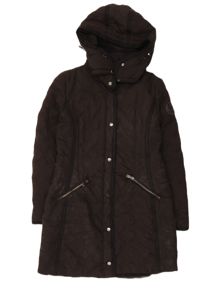 Desigual Dame Hætte quiltet, polstret frakke EU 44 XL Sort Polyester