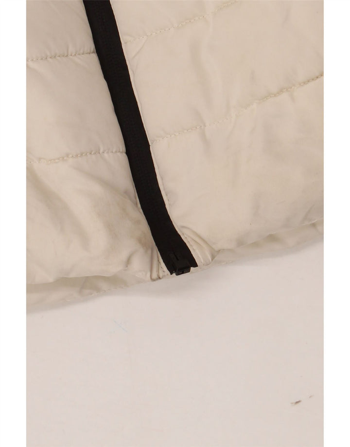 Zara Dame Hætte Polstret Gilet UK 14 Large White Polyester