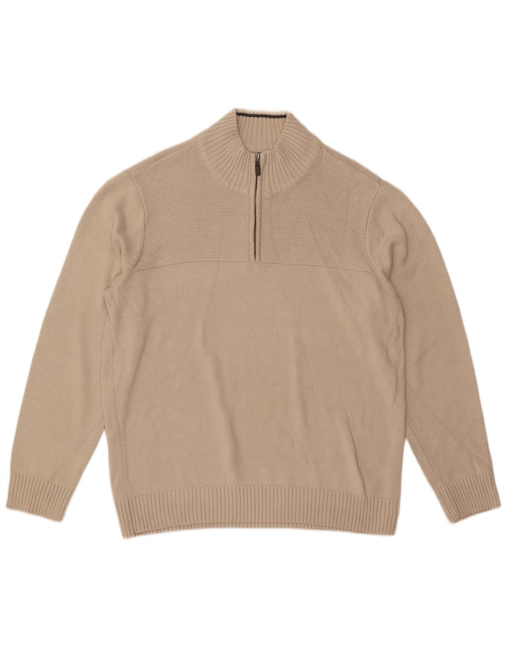 Dockers Herre Zip Neck trøje Sweater Large Off White Bomuld