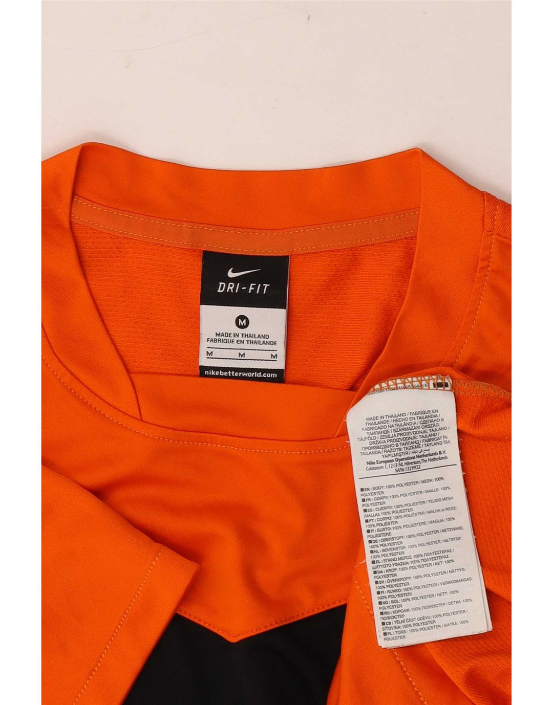 Nike Herre T-shirt Top Medium Orange Colourblock Polyester